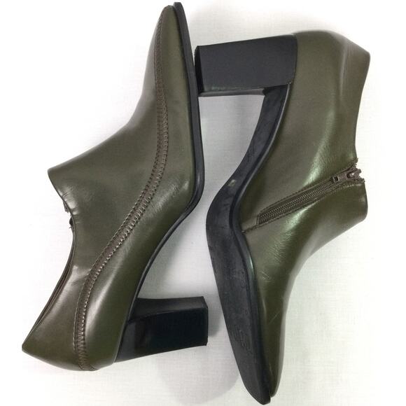 Franco Sarto Square Toe Olive Green Vegan Leather Side Zip Bootie 10M - Picture 10 of 12